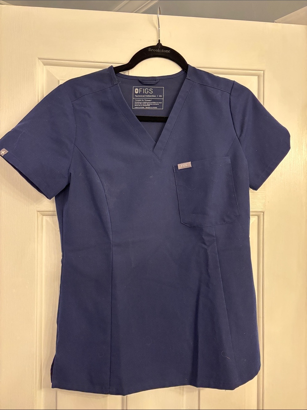 Figs Navy V-Neck Women's Medical Scrub Top